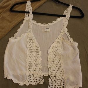 White Crochet Tank Vest